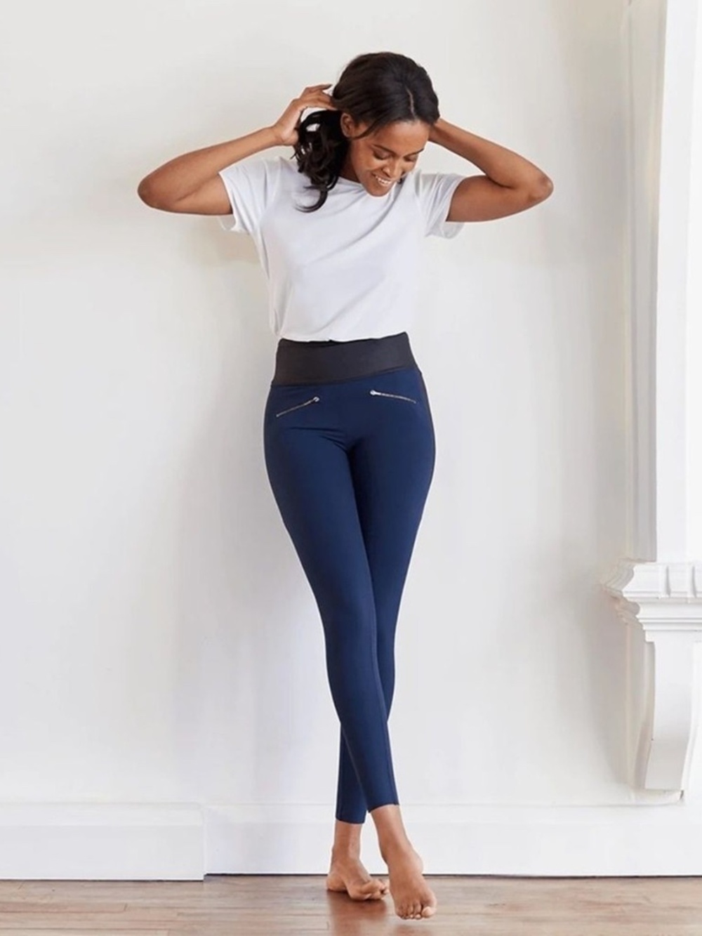 ADAY BLACK NAVY ATHLETIC LEGGING SMALL S WOMEN